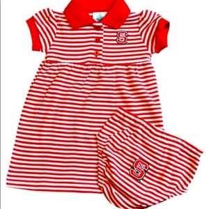 NC State Wolfpack Infant Striped Cheerleader Polo Dress and Bloomers 6-9 months